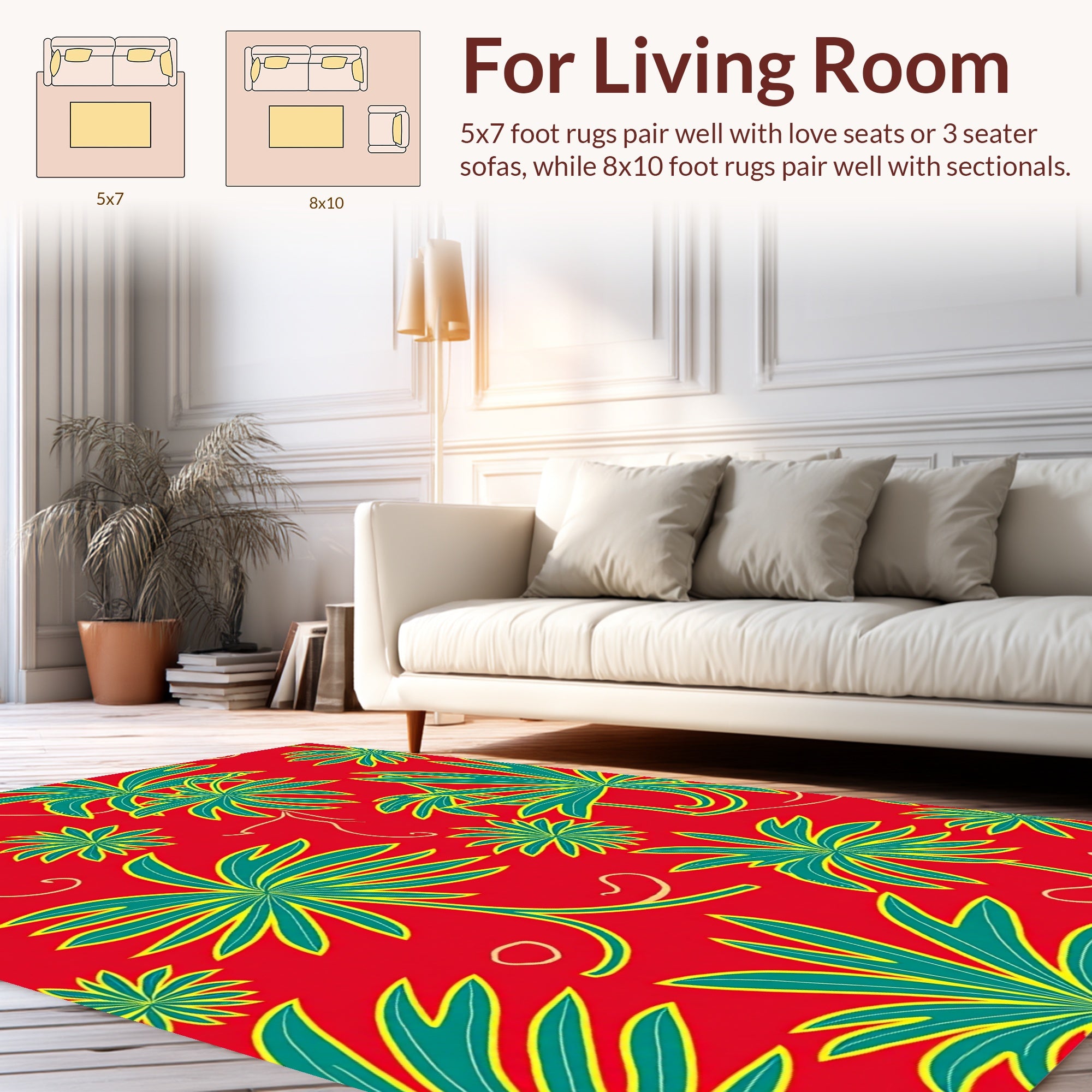 Vibrant Tropical Leaf Pattern Rug