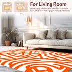 Bold Orange Abstract Line Art Rug