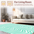 Aqua White Swirl Stripe Rug