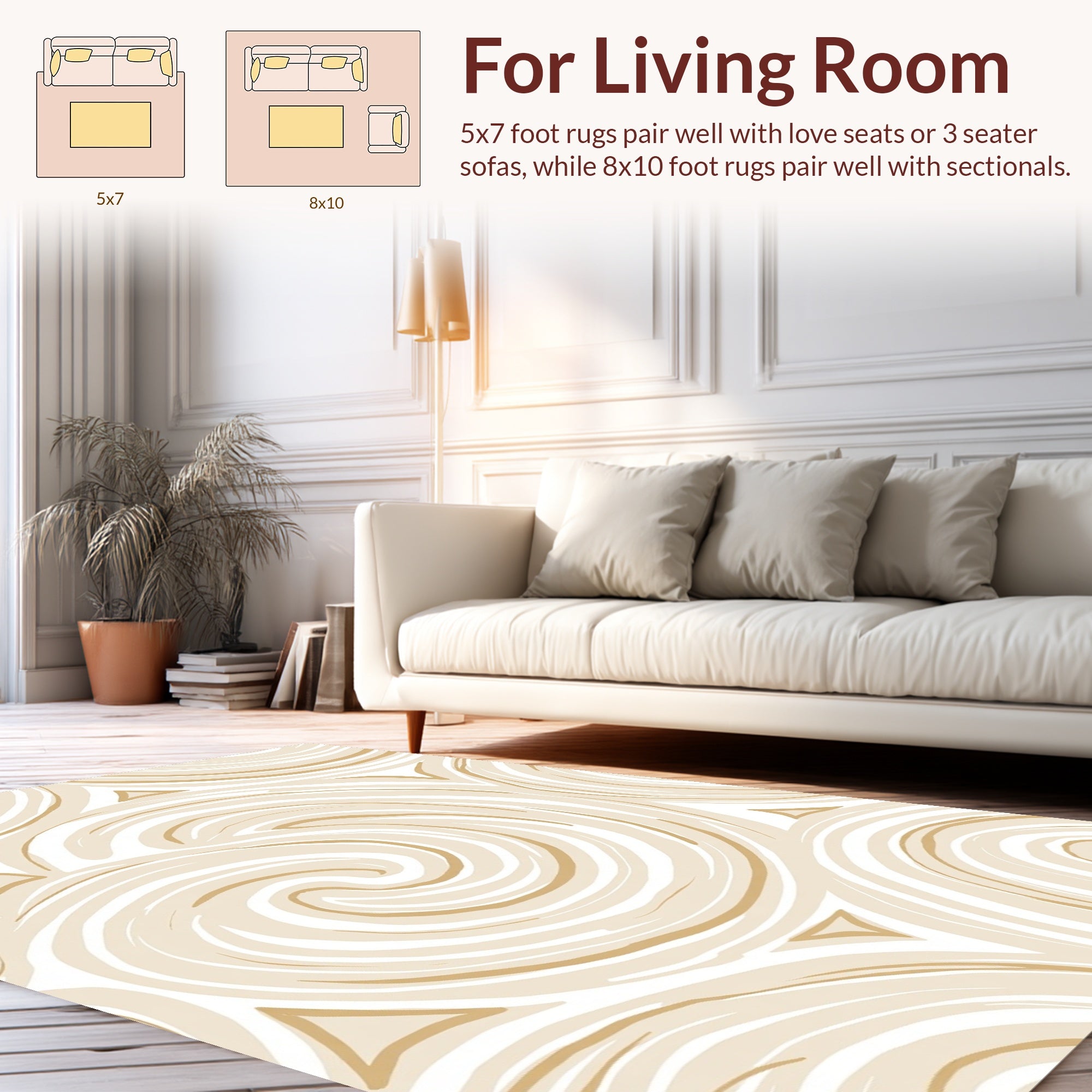 Abstract Swirls Triangles Design Rug