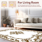 Ornate Brown Floral Scrollwork Design Rug