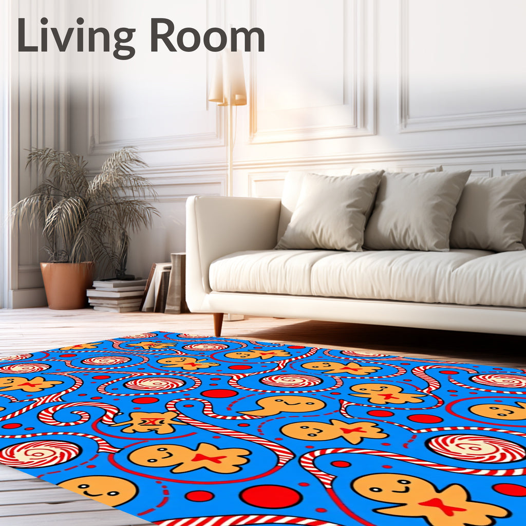 Whimsical Gingerbread Peppermint Swirls Rug