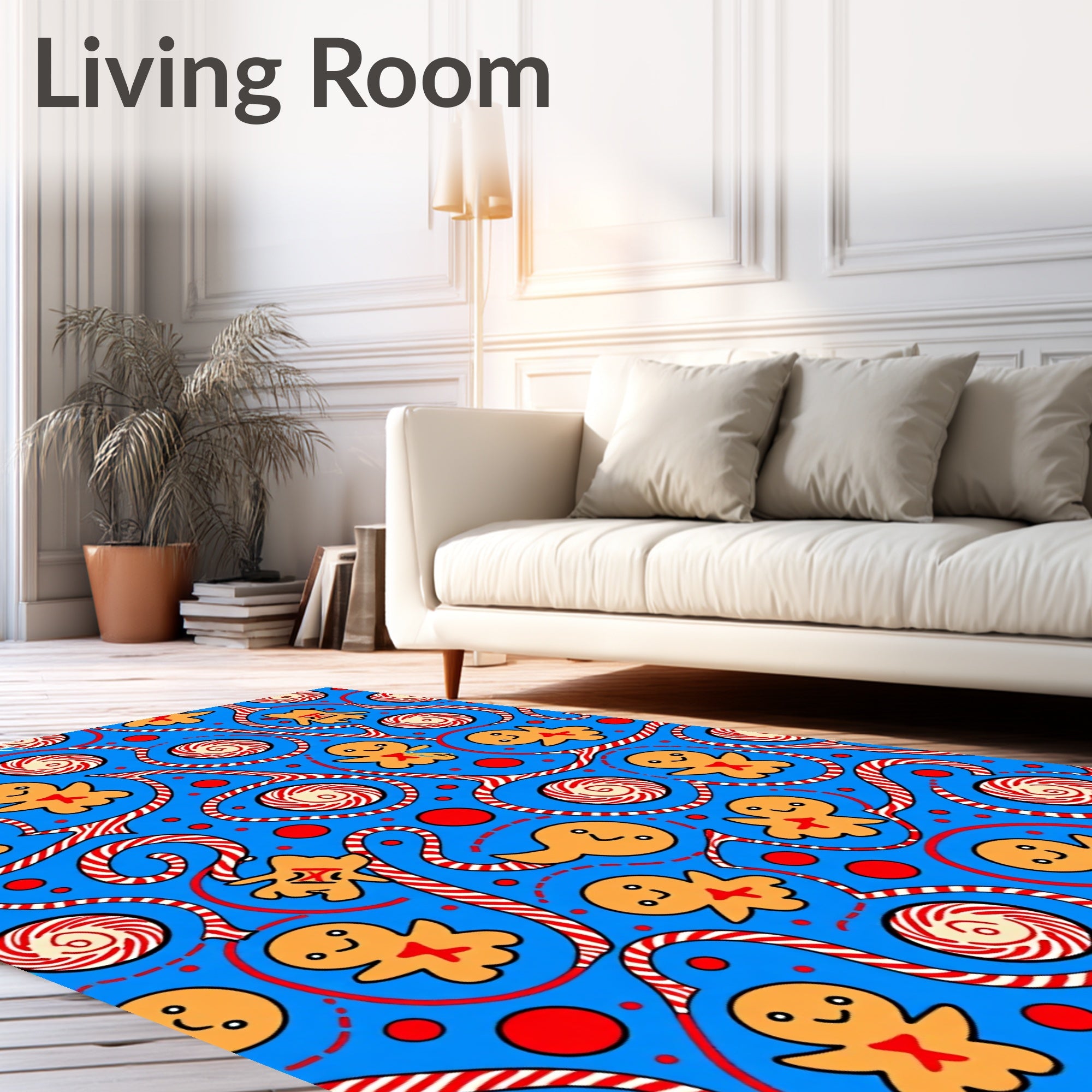 Whimsical Gingerbread Peppermint Swirls Rug