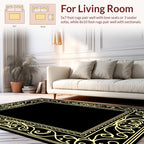Ornate Flourish Decorative Border Design Rug