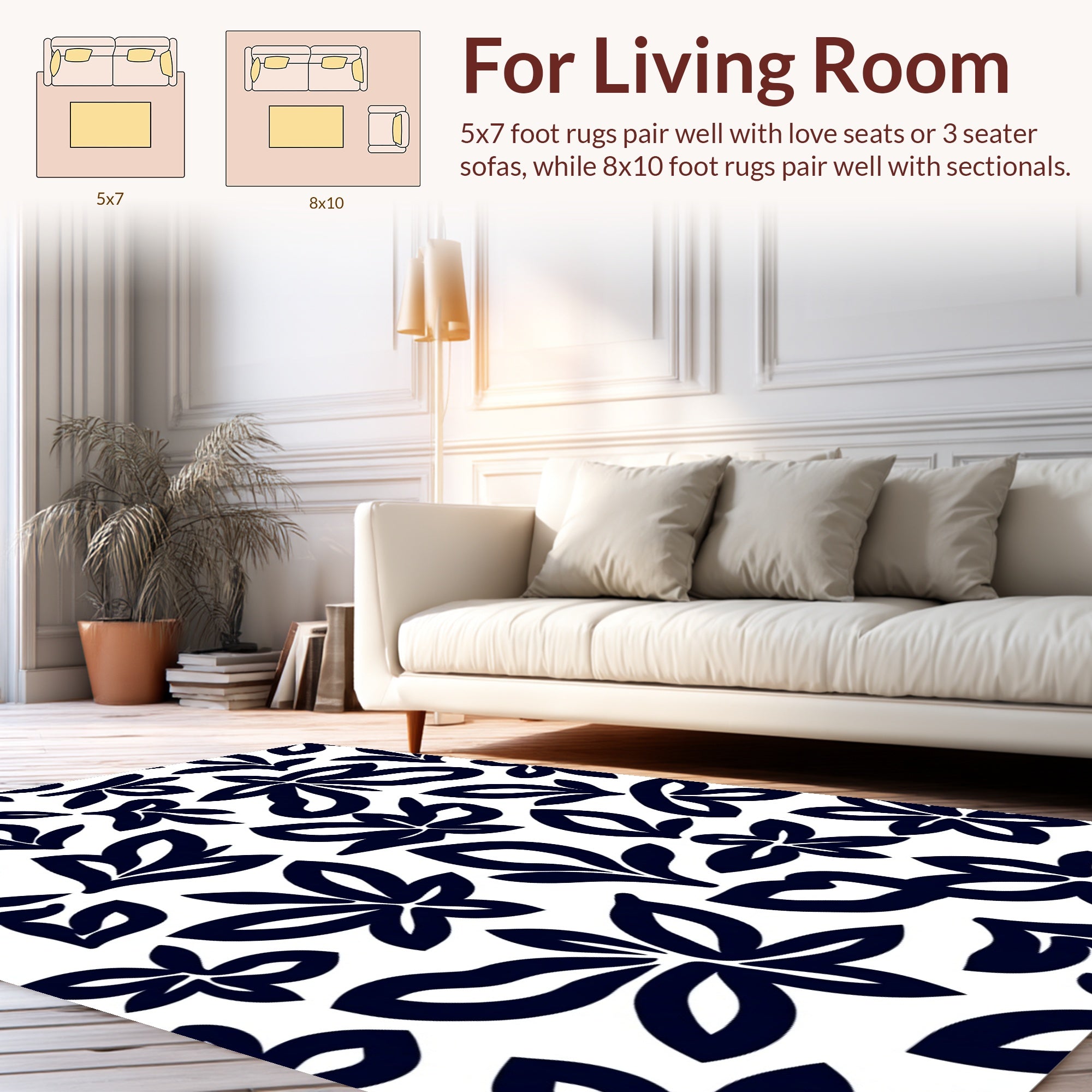 Bold Floral Outline Pattern Rug