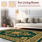 Ornate Gold Floral Scrollwork Rug