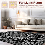 Black and White Mandalas and Floral Rug