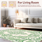 Green Swirls Classic Damask Pattern Rug