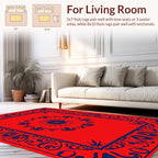 Red Navy Art Nouveau Border Rug