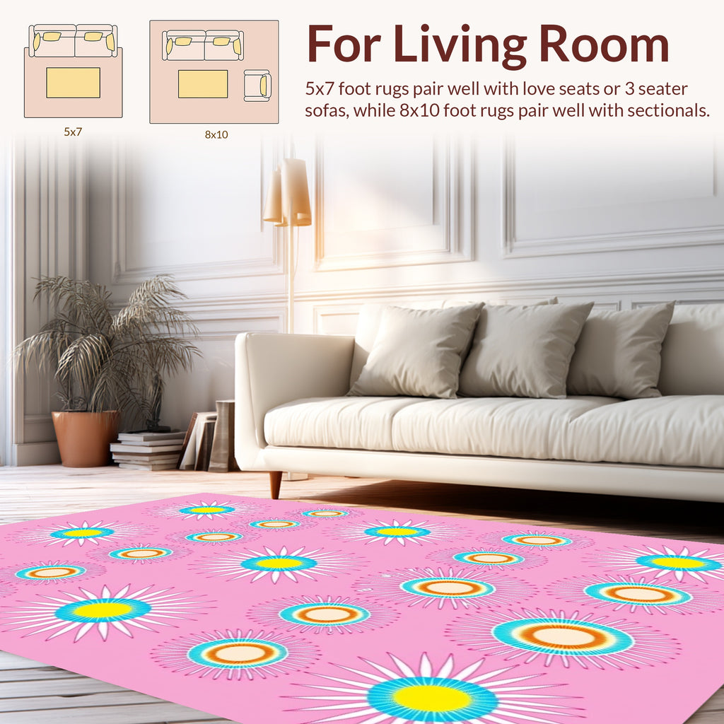Whimsical Floral Sunburst Design Rug