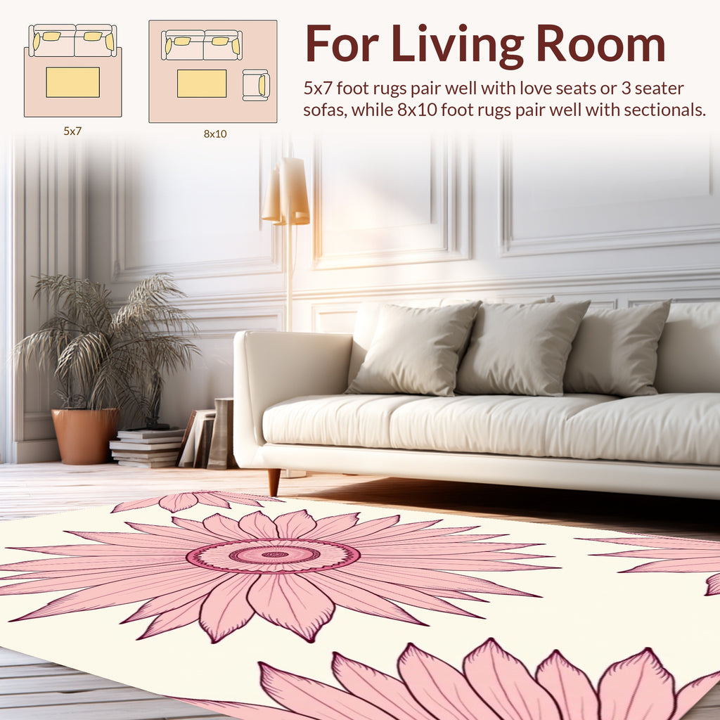 Pink Daisy Pattern Design Rug