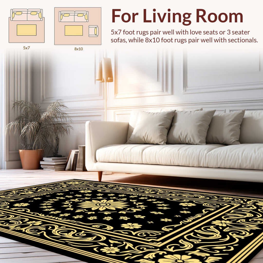 Vintage Floral Frame And Centerpiece Rug