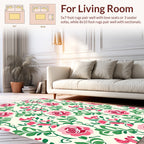 Vibrant Pink Rose Vine Design Rug