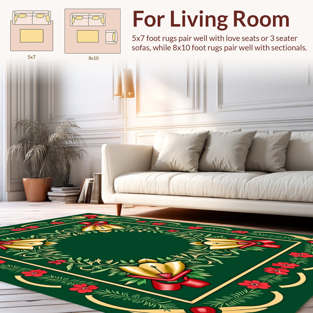Ornate Floral Ribbon Border Design Rug