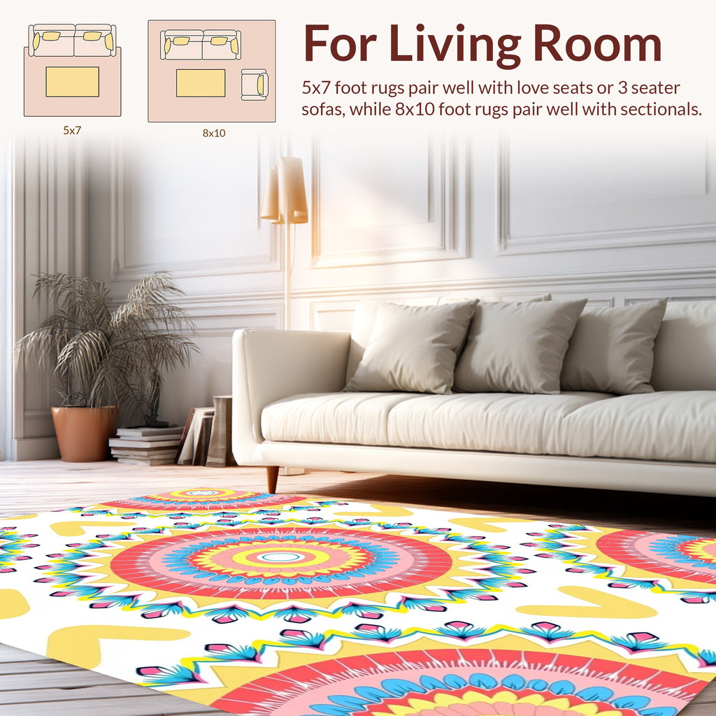 Vibrant Floral Sunburst Design Rug