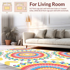 Vibrant Floral Sunburst Design Rug