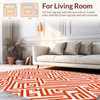 Bold Red Labyrinth Pattern Rug