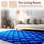Cool Blue Geometric Pattern Rug