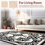 Classic Black White Ornamental Design Rug