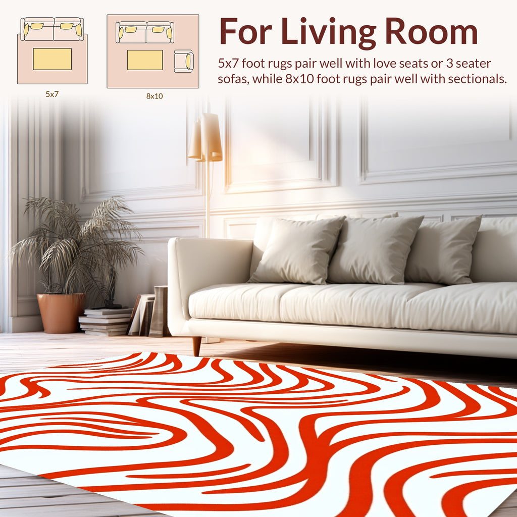 Crimson Wavy Organic Pattern Rug