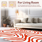 Crimson Wavy Organic Pattern Rug