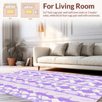 Purple White Geometric Abstract Stripes Rug