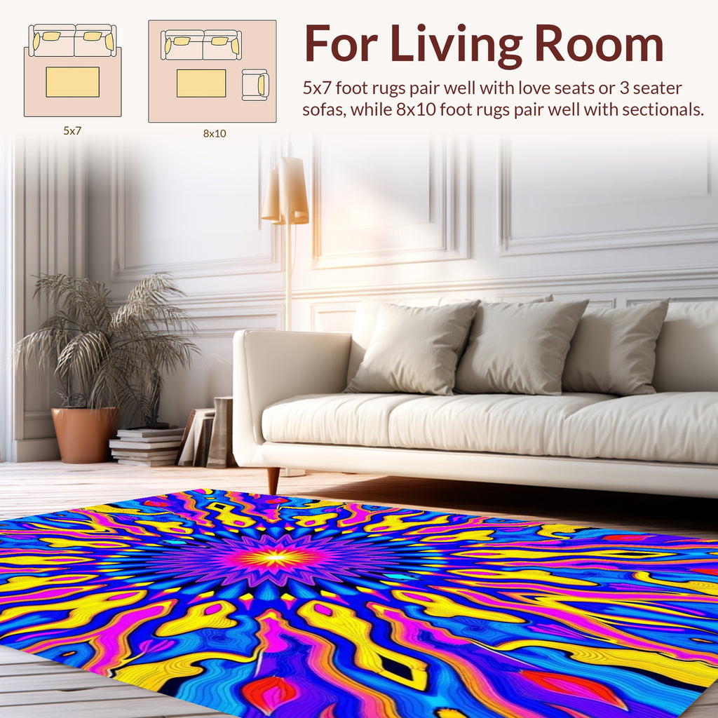 Vibrant Psychedelic 7-Point Star Rug