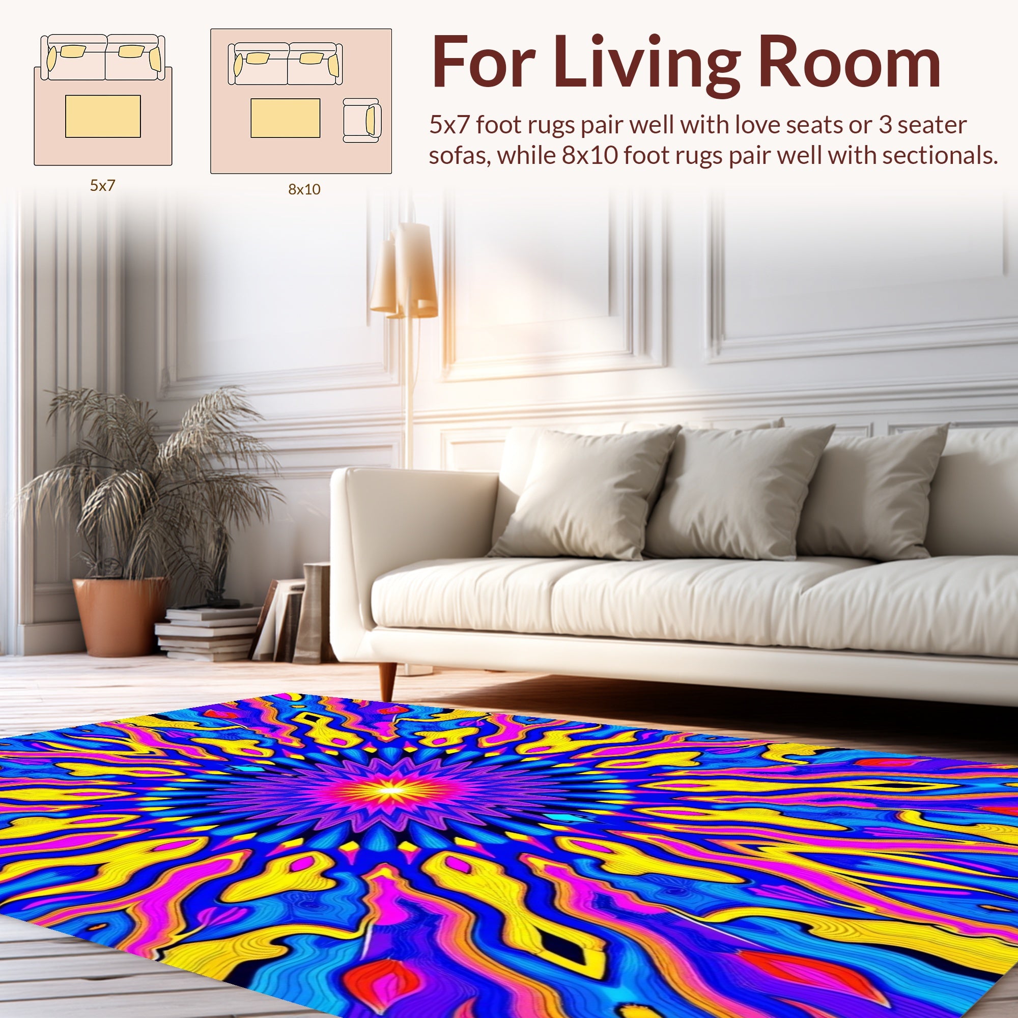 Vibrant Psychedelic 7-Point Star Rug