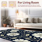 Dark Blue Floral Vine Pattern Rug