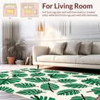 Tropical Leaf Patterned Green Rug