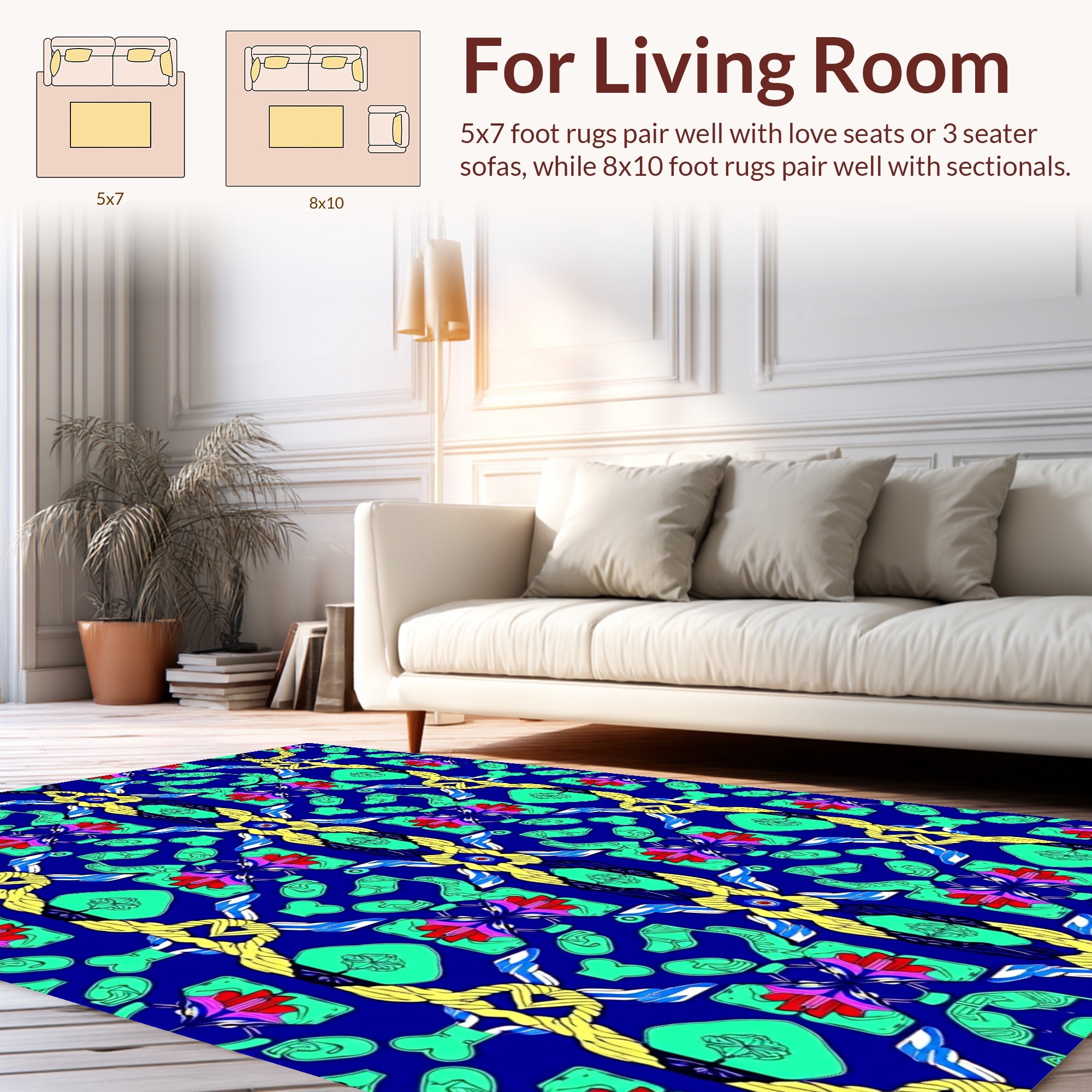 Bold Abstract Floral Stripes Rug