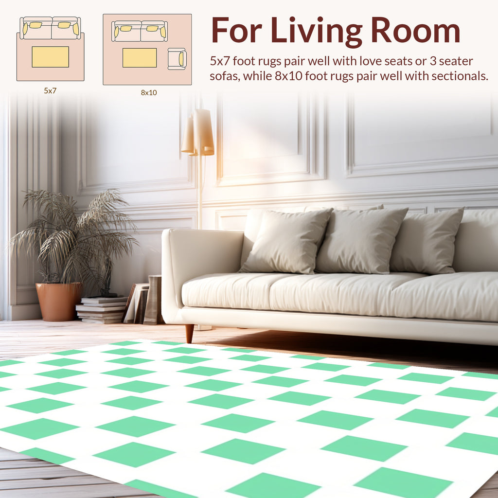 Mint Green Squared Pattern Rug