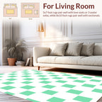 Mint Green Squared Pattern Rug