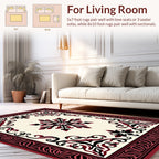 Elegant Red Black Classic Medallion Design Rug