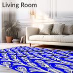 Bold Blue Cream Floral Swirl Rug