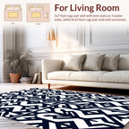 Black White Tribal Geometric Pattern Rug