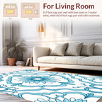 Floral Scrollwork Aqua Pattern Rug