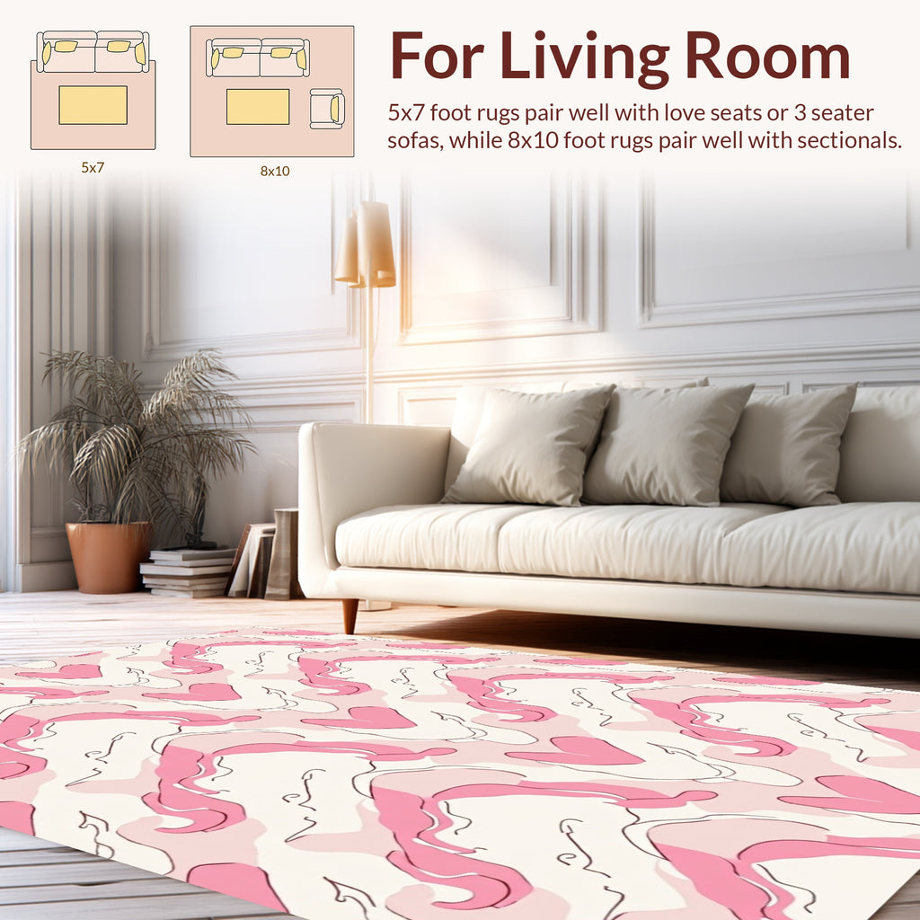 Abstract Pink Heart Flow Pattern Rug