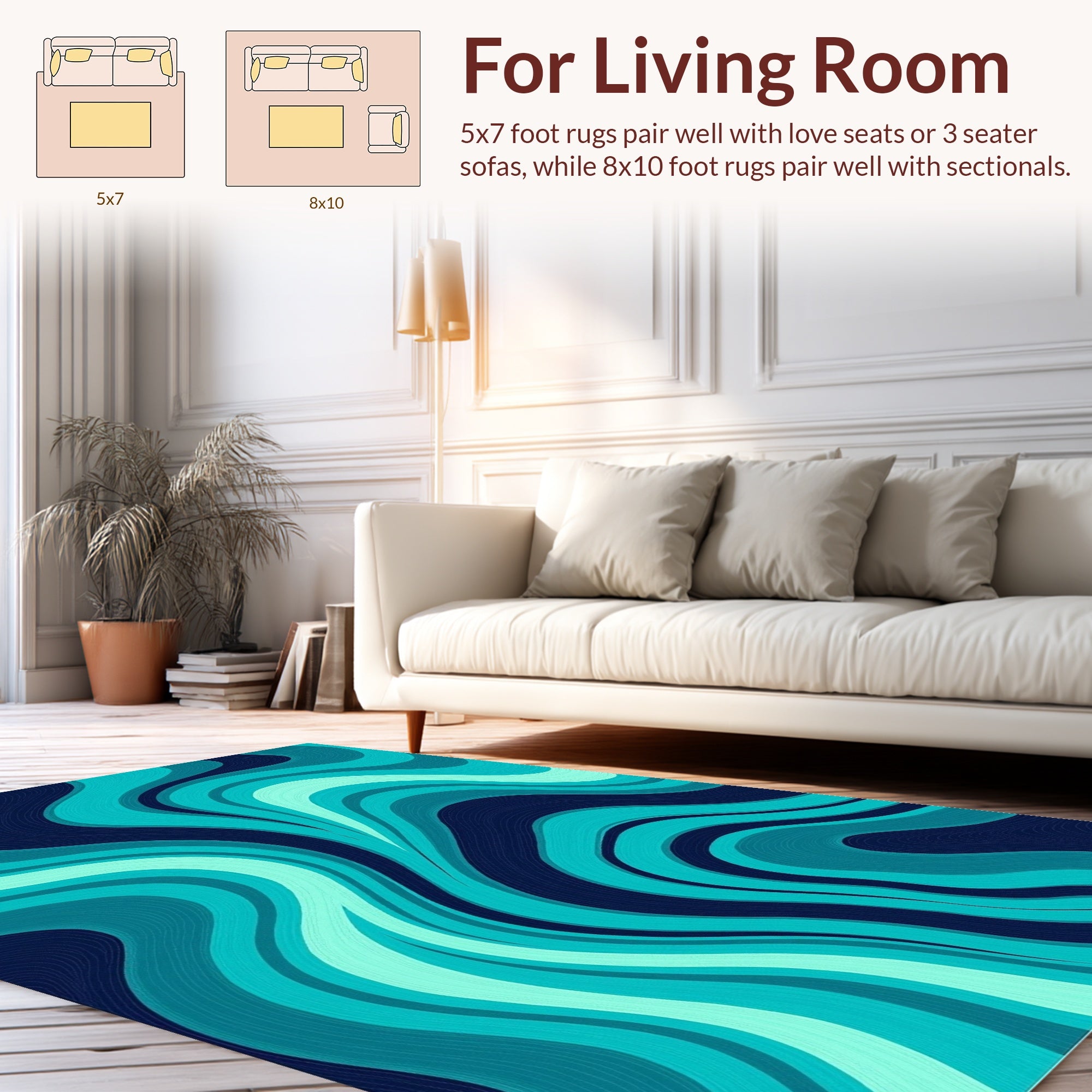 Abstract Aqua Turquoise Swirls Rug