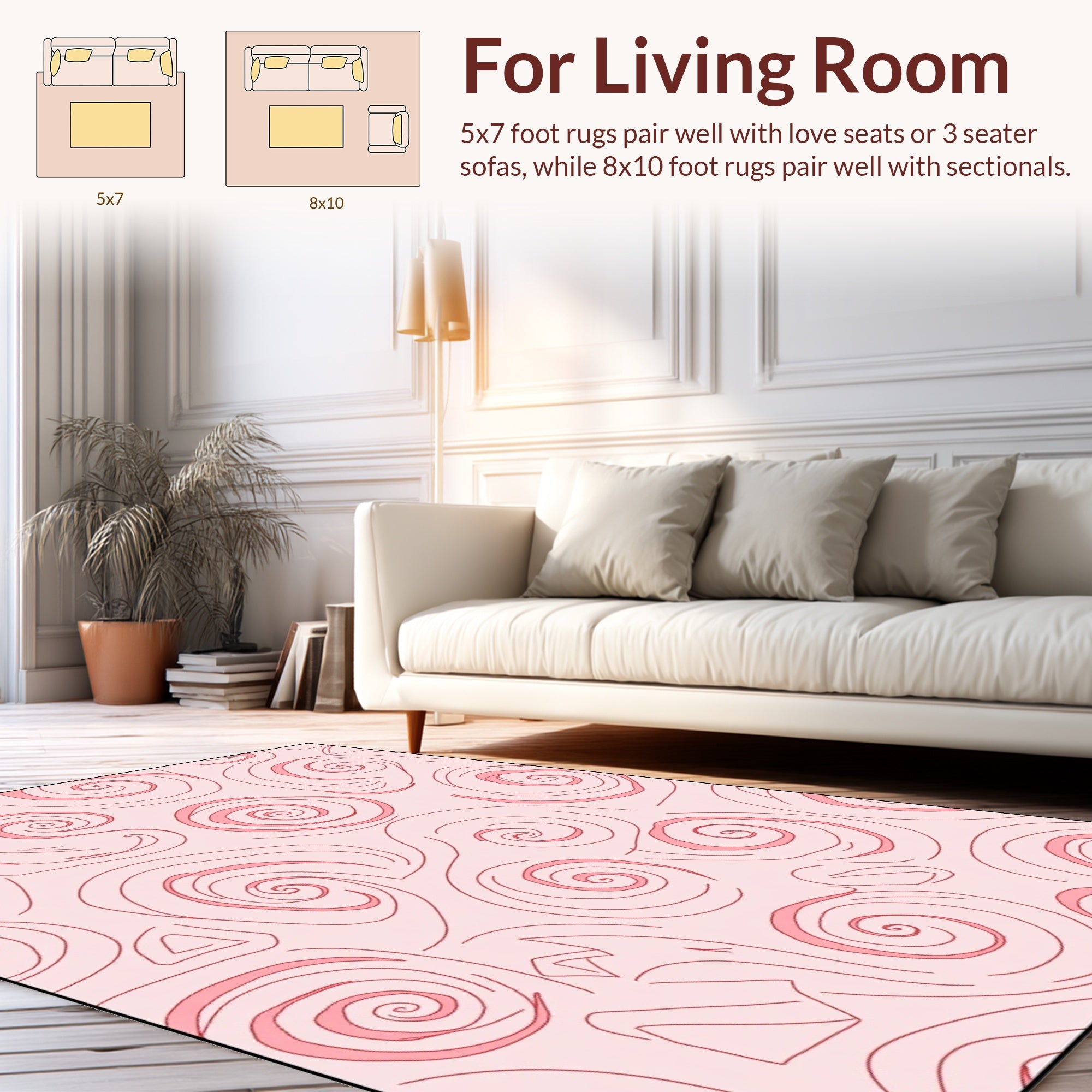 Pink Swirl Abstract Geometric Pattern Rug