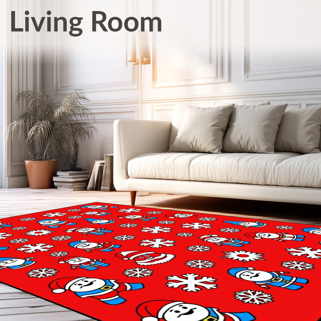 Christmas Santa Claus Snowflakes Repeat Rug