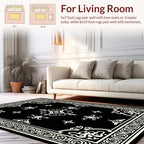 Black White Intricate Floral Medallion Rug