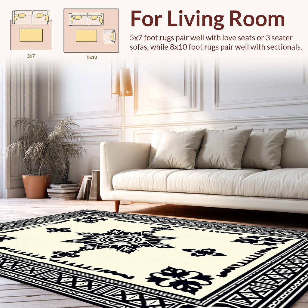 Classic Geometric Floral Mandala Rug