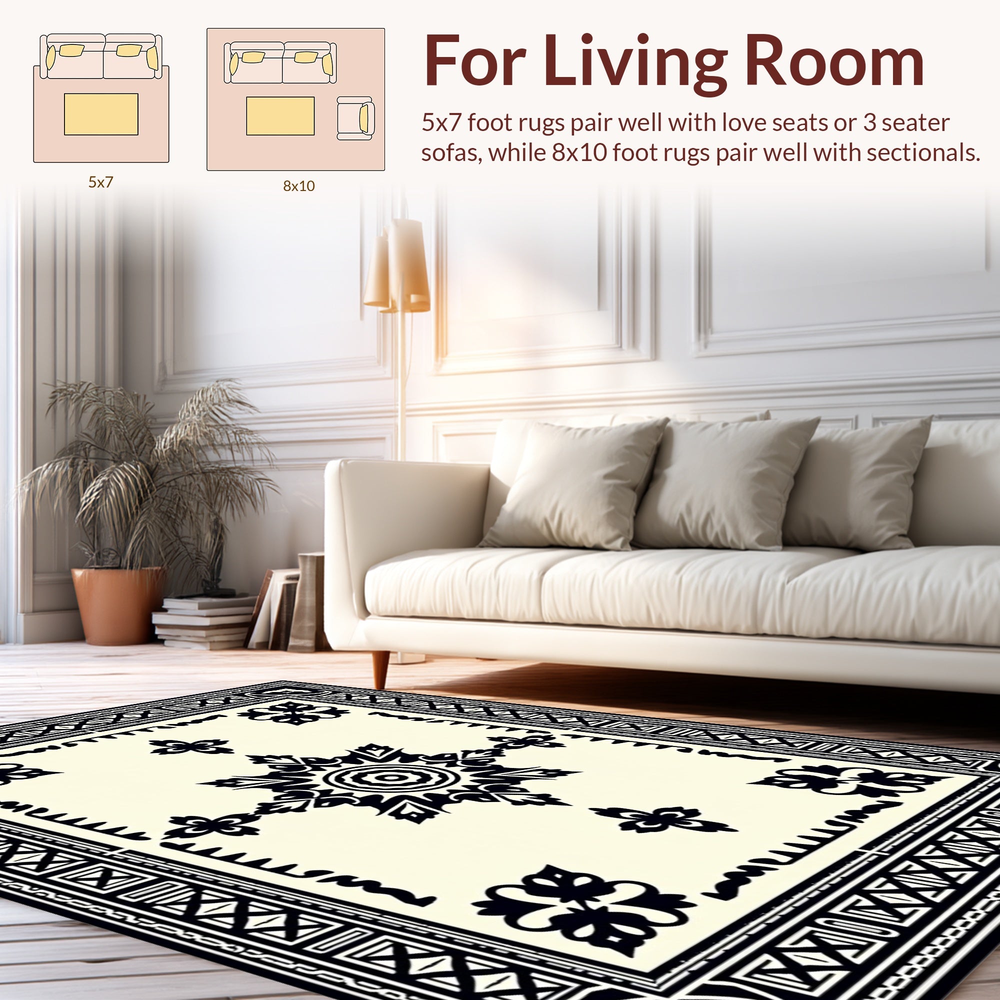 Classic Geometric Floral Mandala Rug
