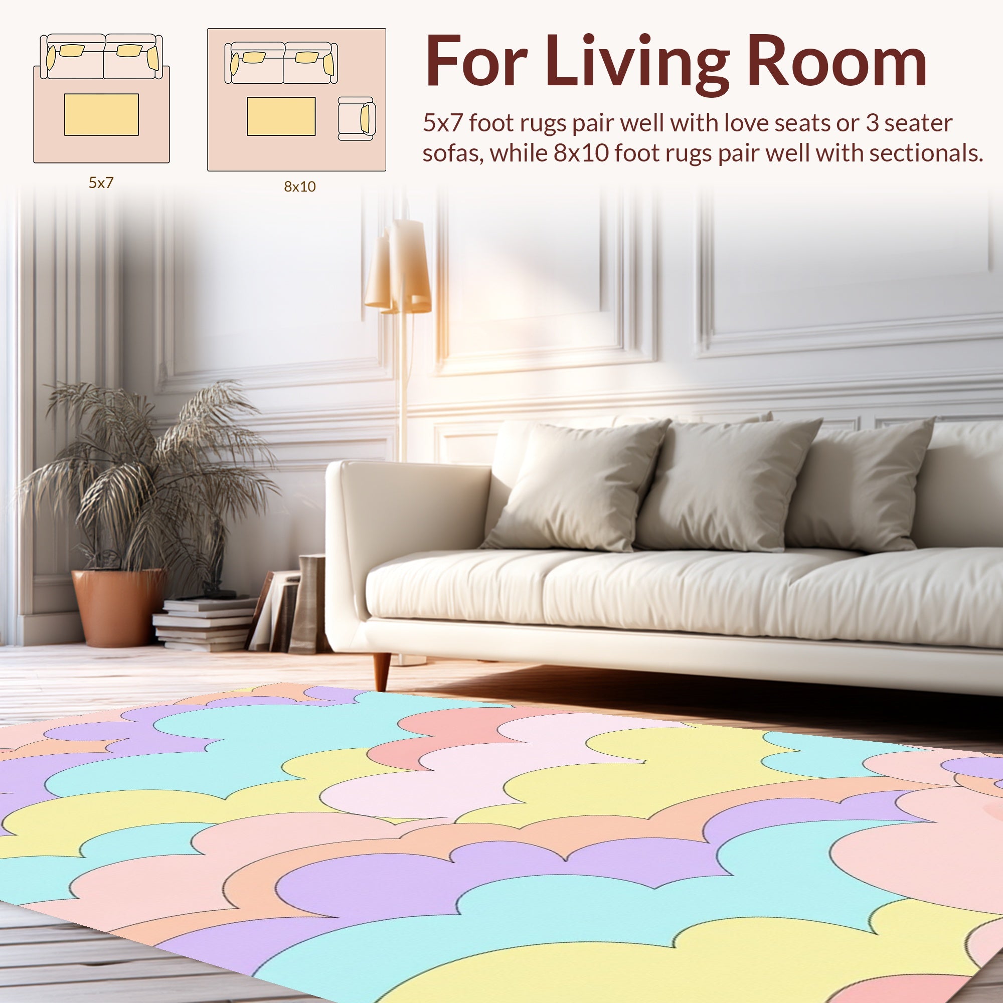 Soft Pastel Cloud Pattern Rug