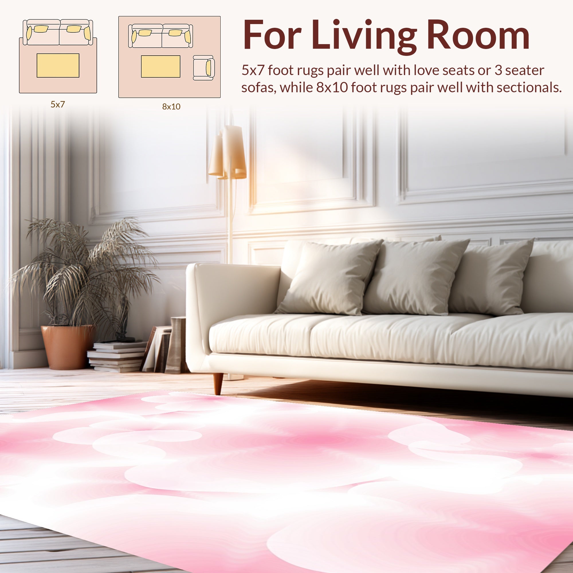 Abstract Pink Floral Swirl Pattern Rug