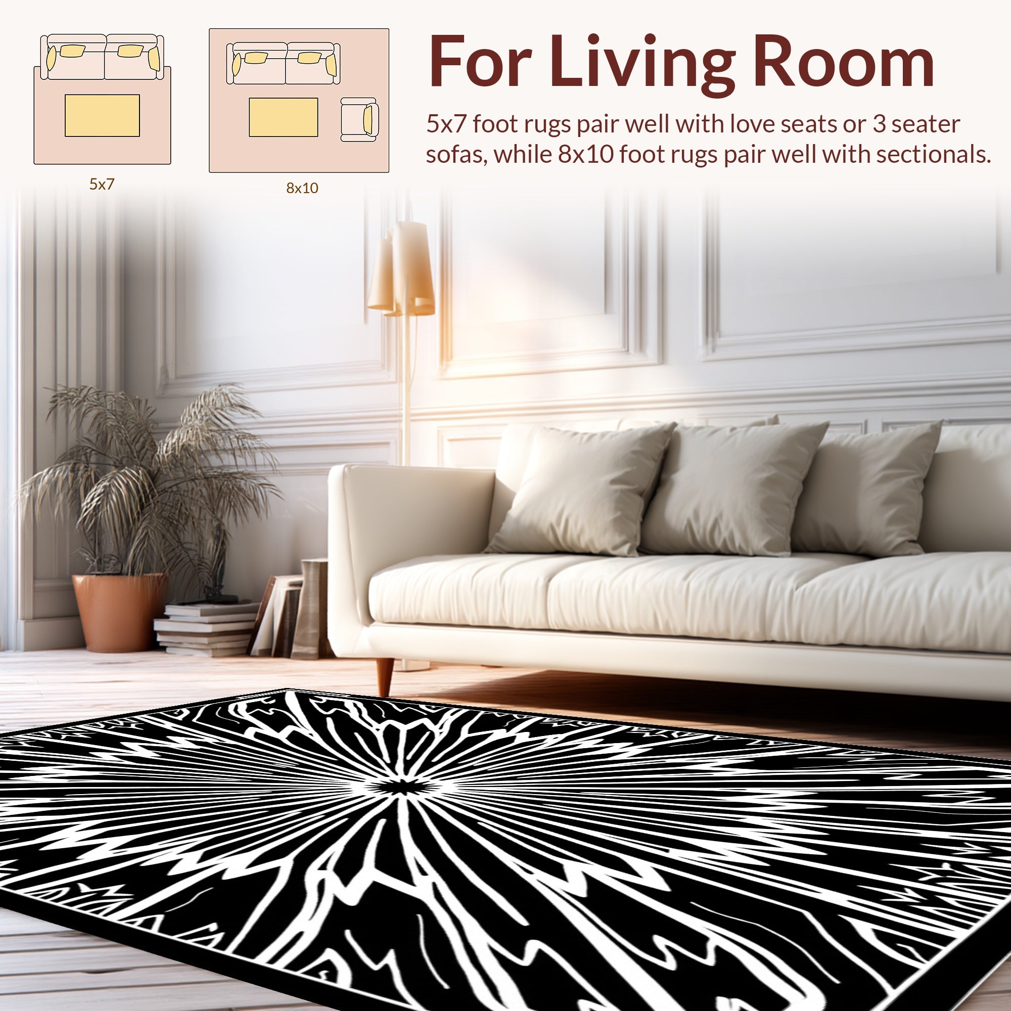 Radiant Sunburst Starburst Pattern Rug