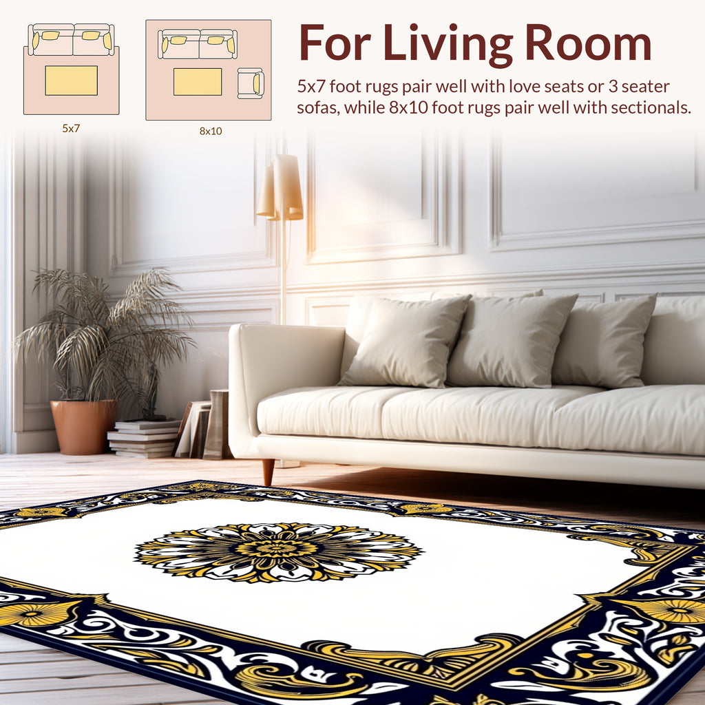 Grand Floral Leaf Border Design Rug