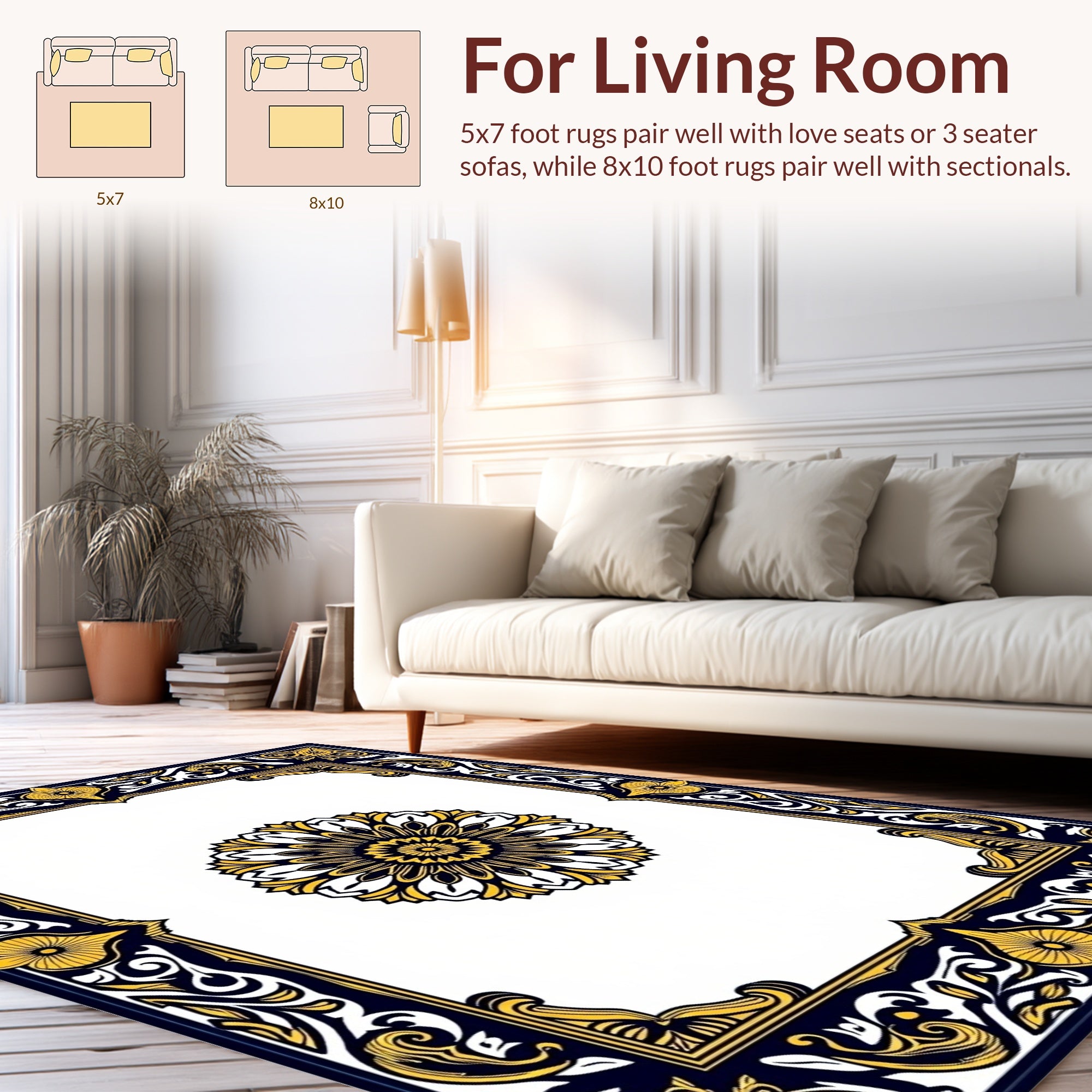 Grand Floral Leaf Border Design Rug