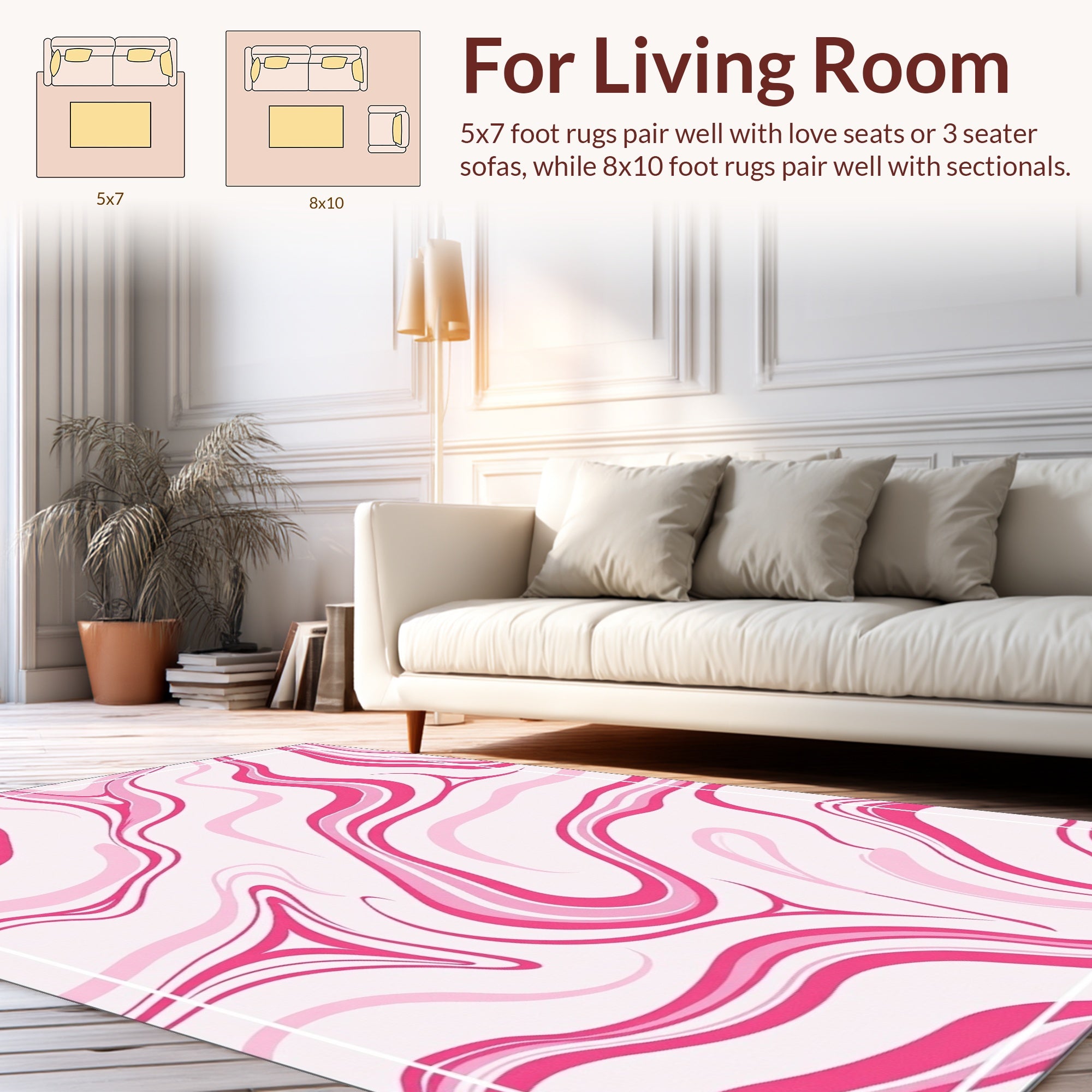Pink Swirl Abstract Pattern Rug